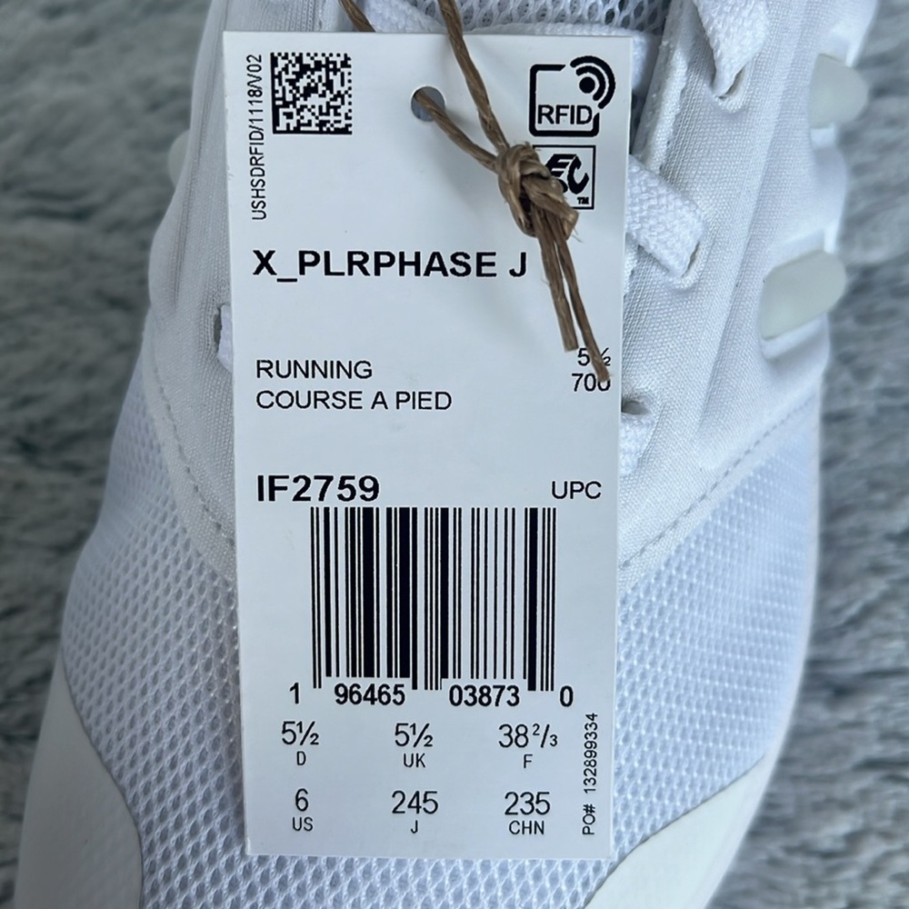 Youth 6 Adidas X_PLRPHASE J White on White Running Shoes - Picture 5 of 11